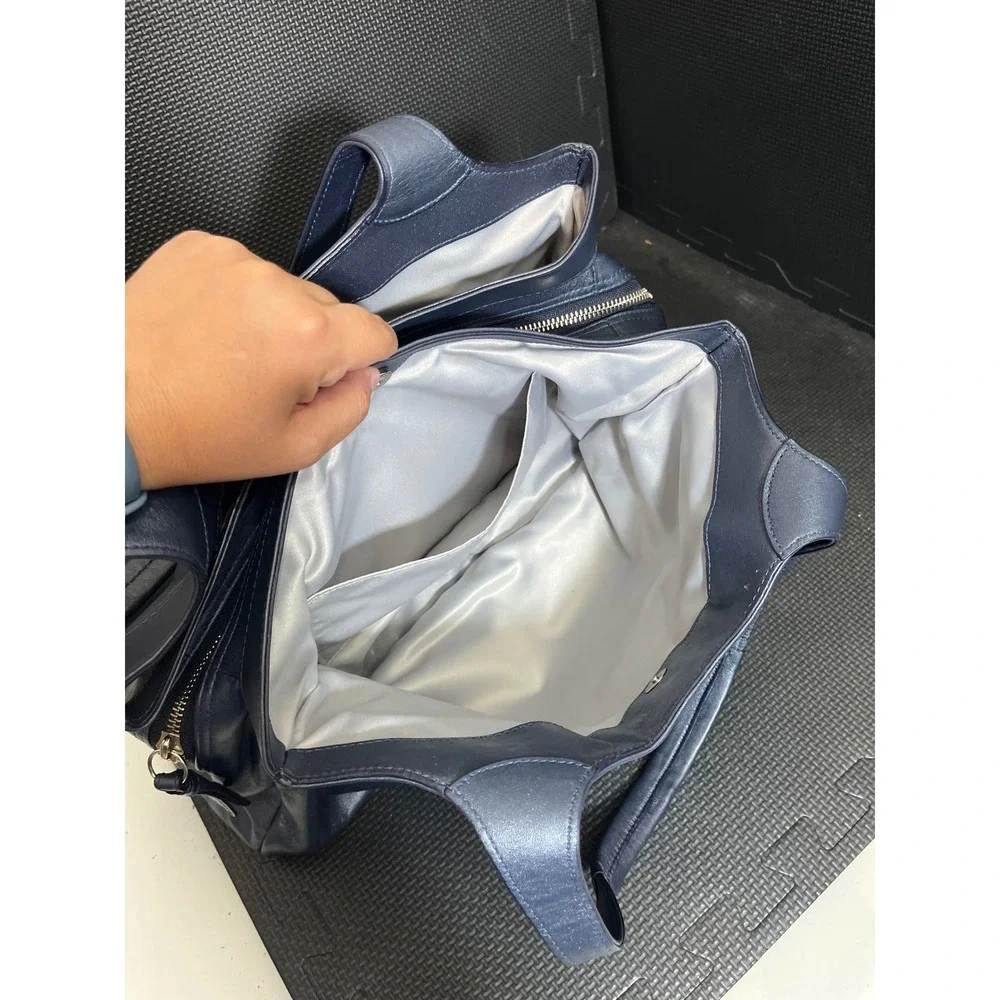 Rare Coach Lexi Navy Blue Graphite Leather‎ Tote Bag Vintage Y2K Purse Womens